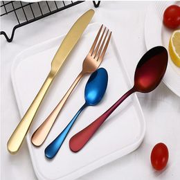 4 Set Stainless Steel Cutlery Gold Black Mix colors Blue Silver Plated Dinnerware Knife Fork Spoon Kit ZWL251