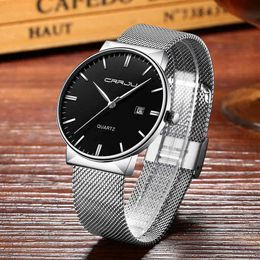 Unisex Watches Big Dial Women Wristwatches CRRJU men Brand Mesh Band Watch Ladies Fashion Dress Quartz Wristwatches Reloj Mujer 210517