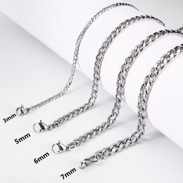 Stainless Steel Cuban Link Chain Necklaces for Women Men Long Hip Hop Cuba Necklace Neck Collar Fashion Jewellery Gift Accessories