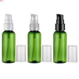 50pcs 50ml green empty cosmetic cream container bottles with pump,1.7OZ mini travel size lotion treatment pump bottlegood qty