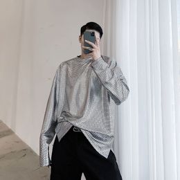 IEFB / men's wear Design fashionable Silver fashion cool black round neck long sleeve tops spring 9Y3276 210524