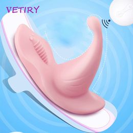 VETIRY Wearable Vibrator Dildo on Panty Remote Control 7 Speed Clitoris Vagina Stimulator sexy Toys for Women Female Masturbation