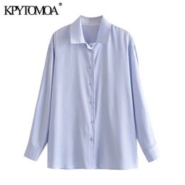 Women Fashion Loose Soft Touch Side Slit Blouses Long Sleeve Button-up Female Shirts Blusas Chic Tops 210420