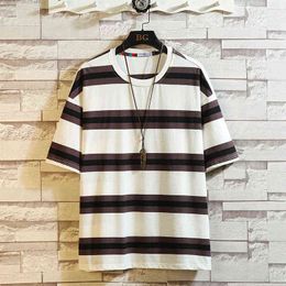 Men's Cotton Fashion T-shirt Funny Mens Summer Tshirts Striped Oversized Tee Shirts 5XL Casual T Shirt Tee For Man Streetwear H1218