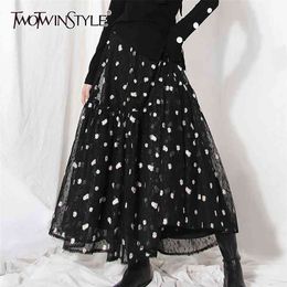 Vintage Print Floral Skirt For Women High Waist Hit Colour Midi Skirts Female Fashion Clothing Spring Style 210521