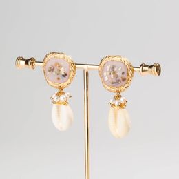 Dangle & Chandelier Ocean Seashell Pearl Hoop Party Earrings Big Statement Cool For Women Vintage Gold Conch Korean Jewellery