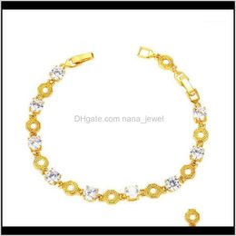 Link, Chain Bracelets Jewelrymxgxfam Charming + Cubic Zircon Bracelet For Women Fashion Jewellery 24 K Pure Gold Colour Allergy 1 Drop Delivery