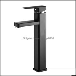 Bathroom Sink Faucets Faucets, Showers & As Home Garden Black Paint Square Basin Faucet Single Handle Washbasin Stainless Steel Cold Water D