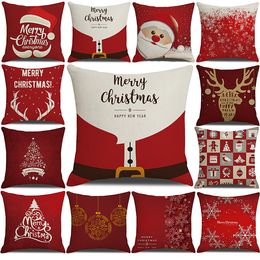 kinds Christmas Linen Throw Pillow Case Holiday Decoration Cushion Sofa Cover PillowCase 45x45cm Santa Claus Printed Series make logo custom service