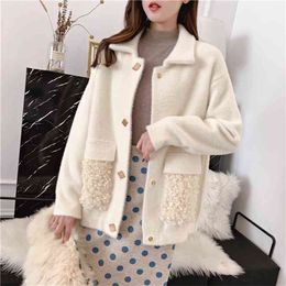 Imitation Mink Cardigan Velvet Jacket Women's Winter Thick Short Plush Coat Autumn Outerwear 210427