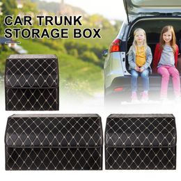 Car Organizer Leather Trunk Storage Box Top Grade Folding Bag Auto Stowing Tidying Bin S/M/L For Sedan SUV MPV