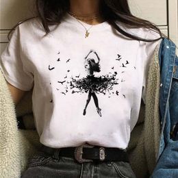 Women's T-Shirt Maycaur Watercolour Ballet Dancer Print Women Tshirt Casual Dancing O-Neck Summer Harajuku Vintage Tops Camisas Mujer