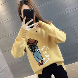 Winter Pullover Sweater Women Knitted Tops Solid Size Casual Long Sleeve Pull Female s Pullovers 210427