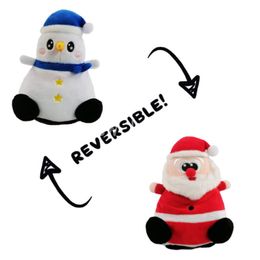 Parti Favor Noel Flip Bebek Noel Baba Kardan Adam Çift Yüz Peluş Doldurulmuş Oyuncak Ev Dekorasyon Çocuk Noel Hediye