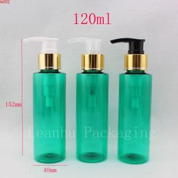 120ml X 40 Empty Green Pump Lotion Cream PET BottleS With Gold Aluminum PumP,120cc Makeup Setting Spray Container