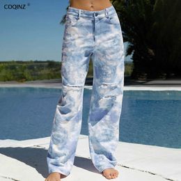 Woman Baggy Denim Jeans Womens Mom Pants Vintage Winter Ripped Boyfriend Black Clothes Cargo Distressed Clothing 21432P 210712