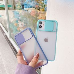 Camera Lens Protection Phone Cases For iPhone 11 12 13 Pro Max XR 8 Plus Candy Colour Matte Window Slide Cover