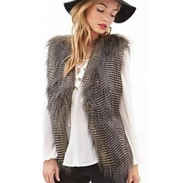 Fashion Women Faux Fur Vest Long Peacock Fur Sleeveless Coat Autumn Winter Outerwear Overcoat FS0225 211019