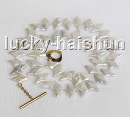 Chains Genuine 18" 15mm Coin Star White Freshwater Pearls Necklace J132991