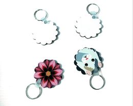 DHL300pcs Pendants Sublimation DIY White Blank Flower Shaped Wooden Double Sided Rectangle Keychain