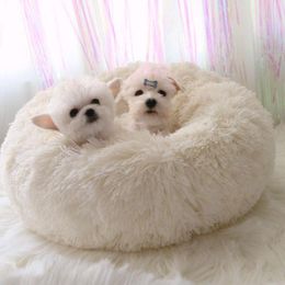 Cat Beds & Furniture Pet Bed Dog Basket Dogs Ultra Soft Washable Faux Fur For Donut Cuddler Round Warm Supplies