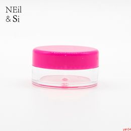 Small 3g 5g Plastic Jar Lip oil Cosmetic Nail Polish Cream Sample Pink Refillable Empty Round Bottles Free Shippinggood qtys