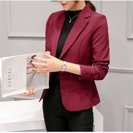 Business Casual Notched Blazer Women's Jacket Elegant Cardigans Button Coats Solid Veste Femme Work Tops Slim Office Lady Suits 211019