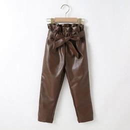 Good Quality Autumn Winter Baby Girls Leather Pants Kids Pu Casual Trousers Children Leisure Long Pant Trouser 2-7 Years