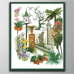 Beautiful garden in the asylum Handmade Cross Stitch Craft Tools Embroidery Needlework sets counted print on canvas DMC 14CT /11CT