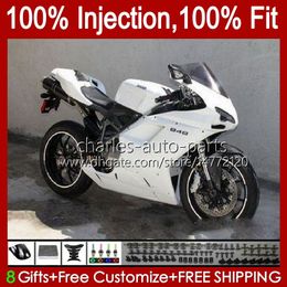 Injection Gloss white Bodys For DUCATI 1198R 848 1098 1198 S R 2007 2008 2009 2010 2011 2012 18No.61 Bodywork 848S 1098S 1198S 848R 1098R 07 08 09 10 11 12 OEM Fairing Kit