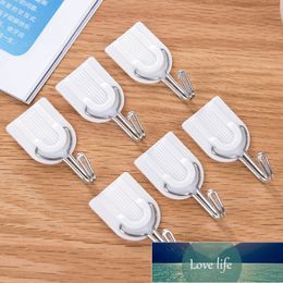 6PCS Strong Adhesive Hook Wall Door Sticky Hanger Holder Kitchen Bathroom White Hanging Door Clothes Towel Handbag Holder Wall Factory price expert design Quality