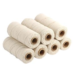 macrame cord wholesale Australia - Durable 300m White Cotton Cord Natural Beige Twisted Rope Craft Macrame String DIY Handmade Home Decorative Supply 3mm Yarn