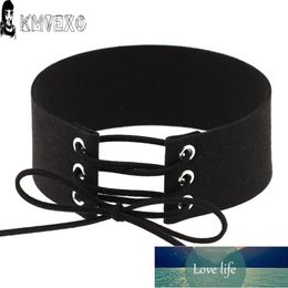 Bijoux Sexy Harajuku Lace Up Women Jewellery Punk Gothic Choker Necklace Vintage Velvet Leather Collares Anime Necklaces&Pendants