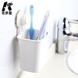 KLX High quality bathroom Strong Suction cup Toothbrush holder Household wall storage shelf Organiser Toothpaste cups 211112