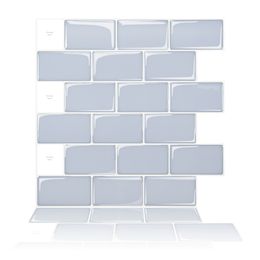 Art3d 30x30cm Peel and Stick Backsplash Tiles 3D Wall Stickers for Kitchen Bathroom Bedroom Laundry Rooms , Shiny Grey, Wallpapers(10-Sheets)