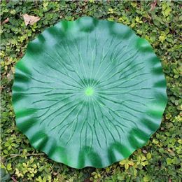 60 CM Artificial Flower Simulation Green Lotus Leaf Water Decorative Aquarium Pond Scenery Floating Pool Decoration 10 Pcs