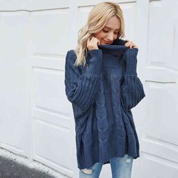 Solid turtle neck pullovers sweater female casual plus size oversized soft sweater women autumn winter knited christmas jumper 210415