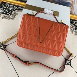 Chain Messenger Bags Flap Purse Handbags High Quality Genuine Leather Pattern Magnetic Buckle Gold Metal Top Handle Adjustable Shoulder Strap Zipper Bag