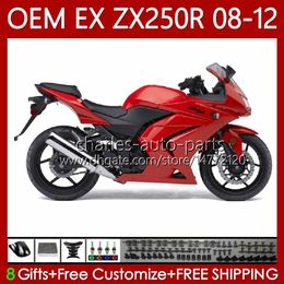 Injection Fairings For KAWASAKI NINJA EX ZX 250R EX250 ZX250 R Factory red 2008 2009 2010 2011 2012 Bodywork 81No.132 ZX250R EX250R 08-12 ZX-250R 08 09 10 11 12 OEM Body