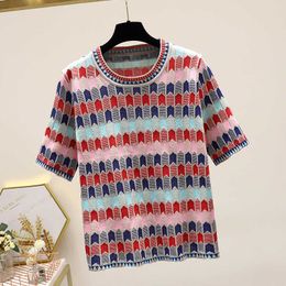 O Neck Pullover Short Sleeve Knit T Shirt Women Solid Work Style Ol Simple Tees Femme Summer All Match Lady Top 210604