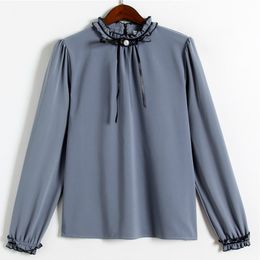 Blouses Woman Casual Blue Chiffon Blouse Women Tops Long Sleeve Women Shirts Blouse Women Womens Tops And Blouses B730 210426