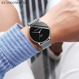 Minimalist Men's Watch Fashion Business Simple Stainless Steel Mesh Belt Wild Male Quartz Clock Relogio Masculino W3 Wristwatches