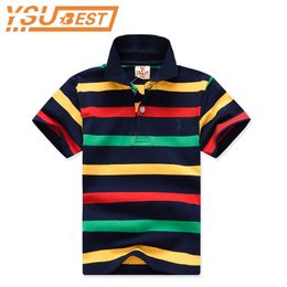 2-11YRS Baby Boys T Shirts Summer Bawełna Chłopiec Kid Stripe Op Ees Spodenki Rękaw Odzież Odzież 210429
