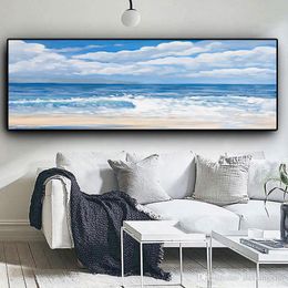 HD Natural Sky Ocean Sea Beach Landscape Poster Wall Art Pictures Painting Wall Art for Living Room Home Decor (No Frame)