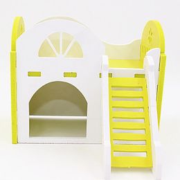 Small Animal Supplies Double Layer Blue Green Yellow Hamster Sleeping House Nest Animals Playing Toys With Climbing Ladder Viewing Deck Pet