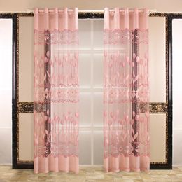 Curtain & Drapes 1PC European Peony Pattern Voile Curtains Tulle Sheer Valances Home Decor For Living Room Window Bedroom