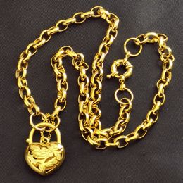 Vacuum plating Jewellery heart belcher padlock pendant necklace for women and girl gift