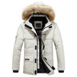 Plus Size 6XL Winter Mens Cotton Multi-pocket Jackets Outwear Men Fur Hooded Parkas Casual Warm Thick Waterproof Jacket Coat 211129