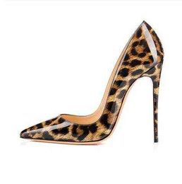 Dress Shoes Sexy Leopard Print Women Shallow Pumps Classic Pointed Toe Slip On High Heels Spring Office Lady Plus Size 220303
