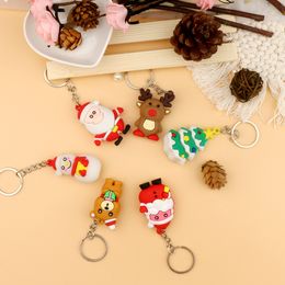 Cute Cartoon Party Favor Christmas Series Keychain PVC Soft Tubber Children Toys Decration Elderly Snowman Elk Three-dimensional Doll Festival Gift For Kids